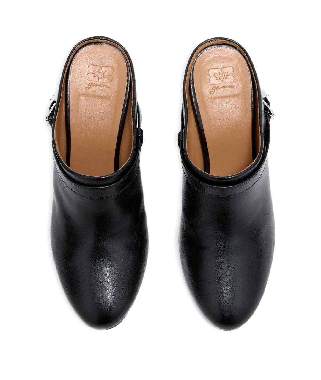 GANNI Черные кожаные мюли, фото 3