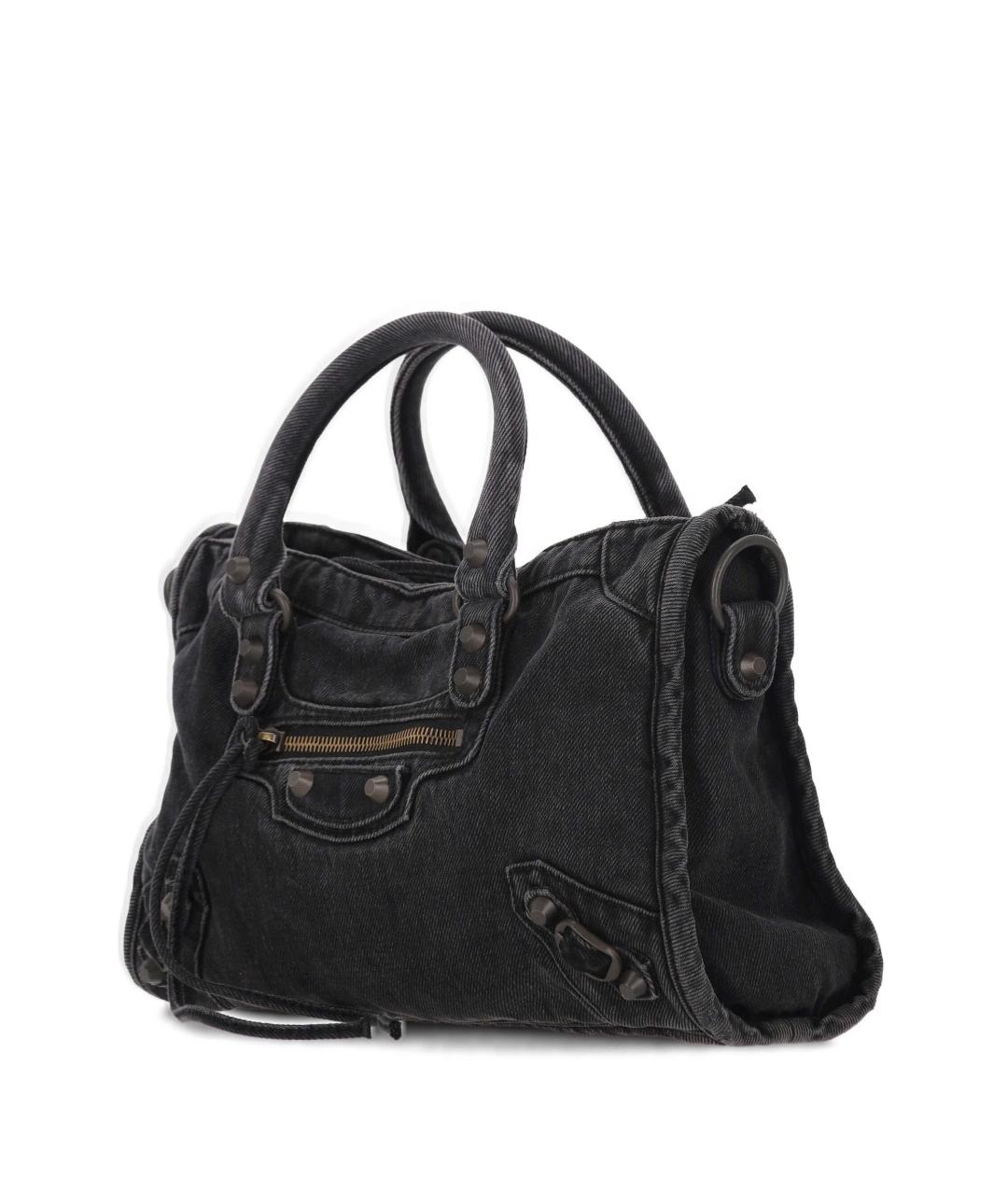 BALENCIAGA Черная тканевая сумка тоут, фото 2