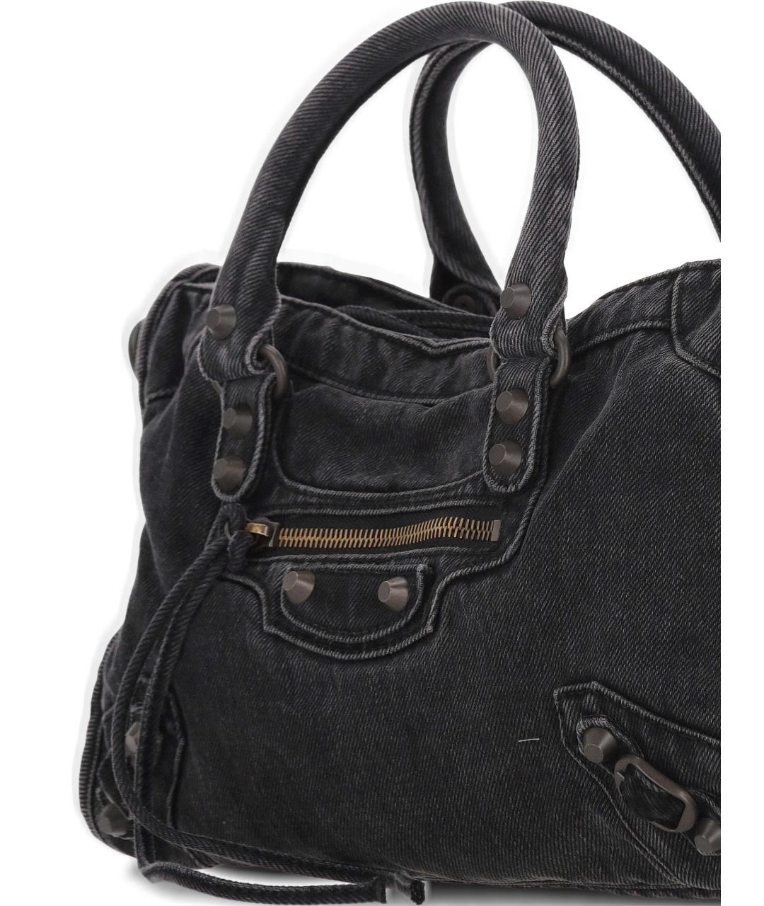 BALENCIAGA Черная тканевая сумка тоут, фото 4