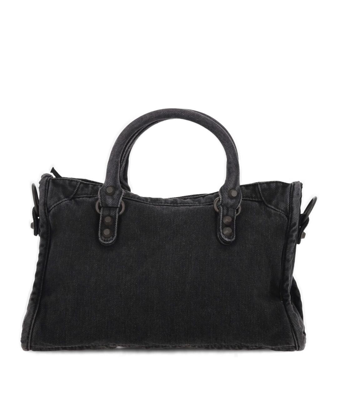 BALENCIAGA Черная тканевая сумка тоут, фото 3