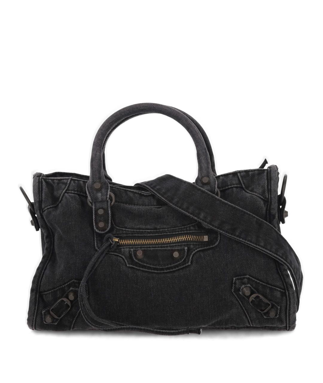BALENCIAGA Черная тканевая сумка тоут, фото 1