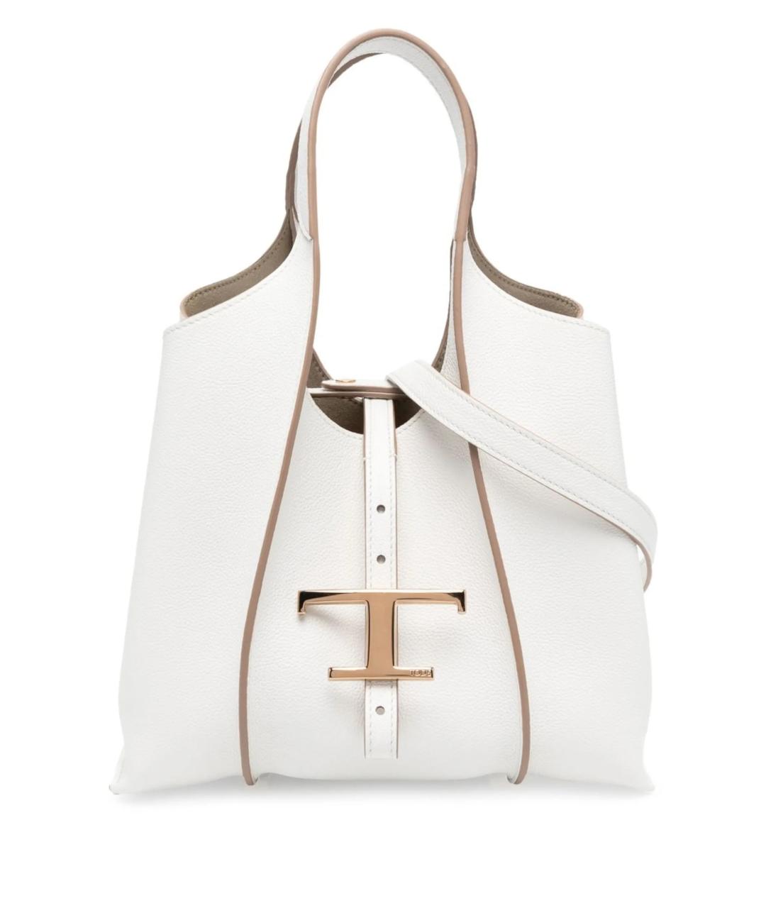 TOD'S Белая кожаная сумка тоут, фото 1
