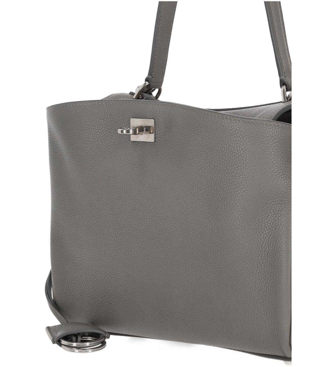 BALENCIAGA Серая кожаная сумка тоут, фото 4