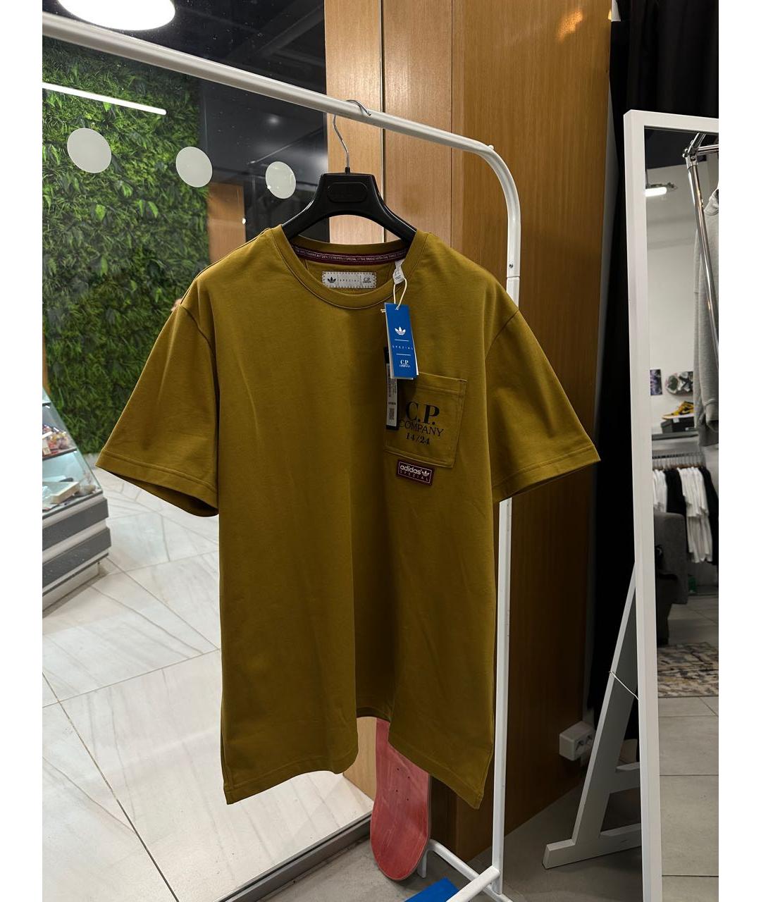 CP COMPANY Горчичная хлопковая футболка, фото 2