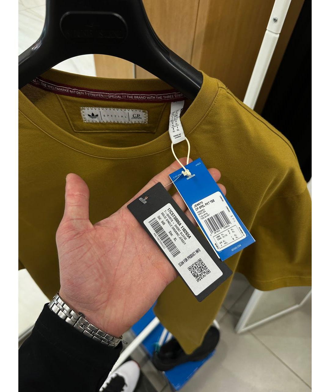 CP COMPANY Горчичная хлопковая футболка, фото 6