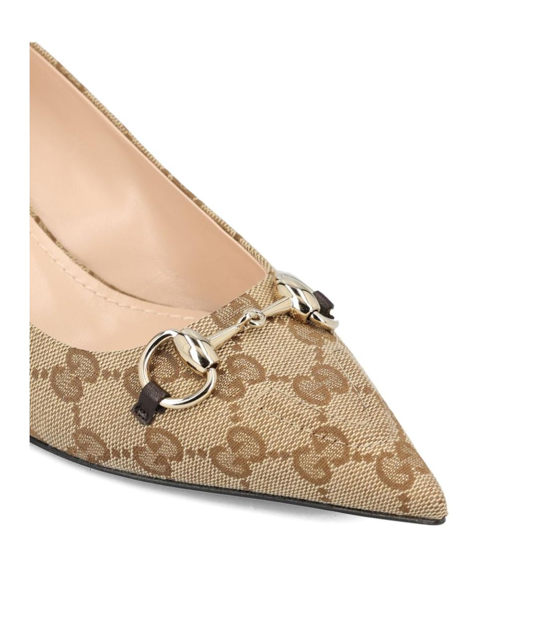 GUCCI Бежевые текстильные туфли, фото 3