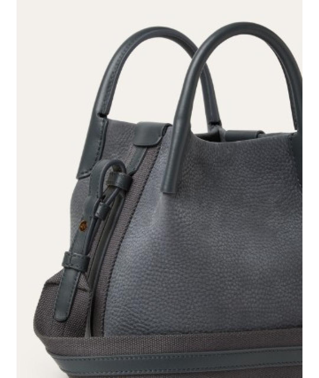 LORO PIANA Серая кожаная сумка тоут, фото 5