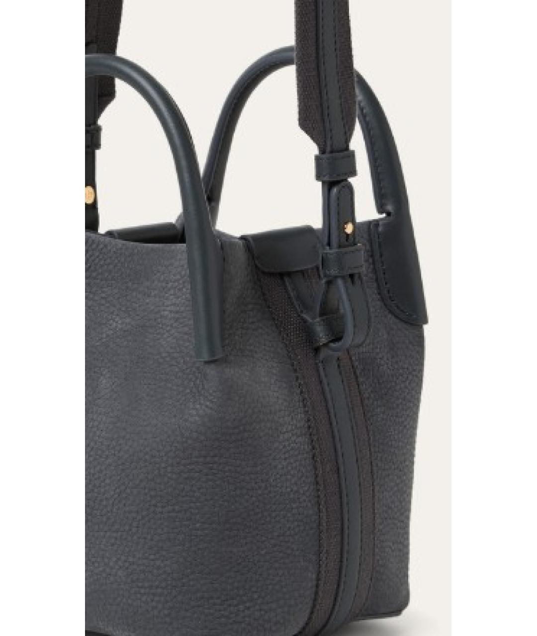 LORO PIANA Серая кожаная сумка тоут, фото 4