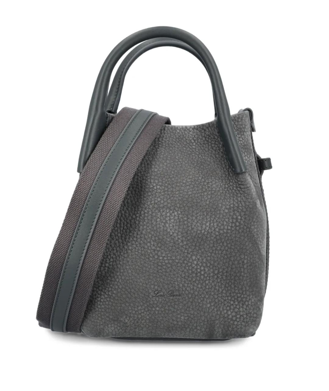 LORO PIANA Серая кожаная сумка тоут, фото 1