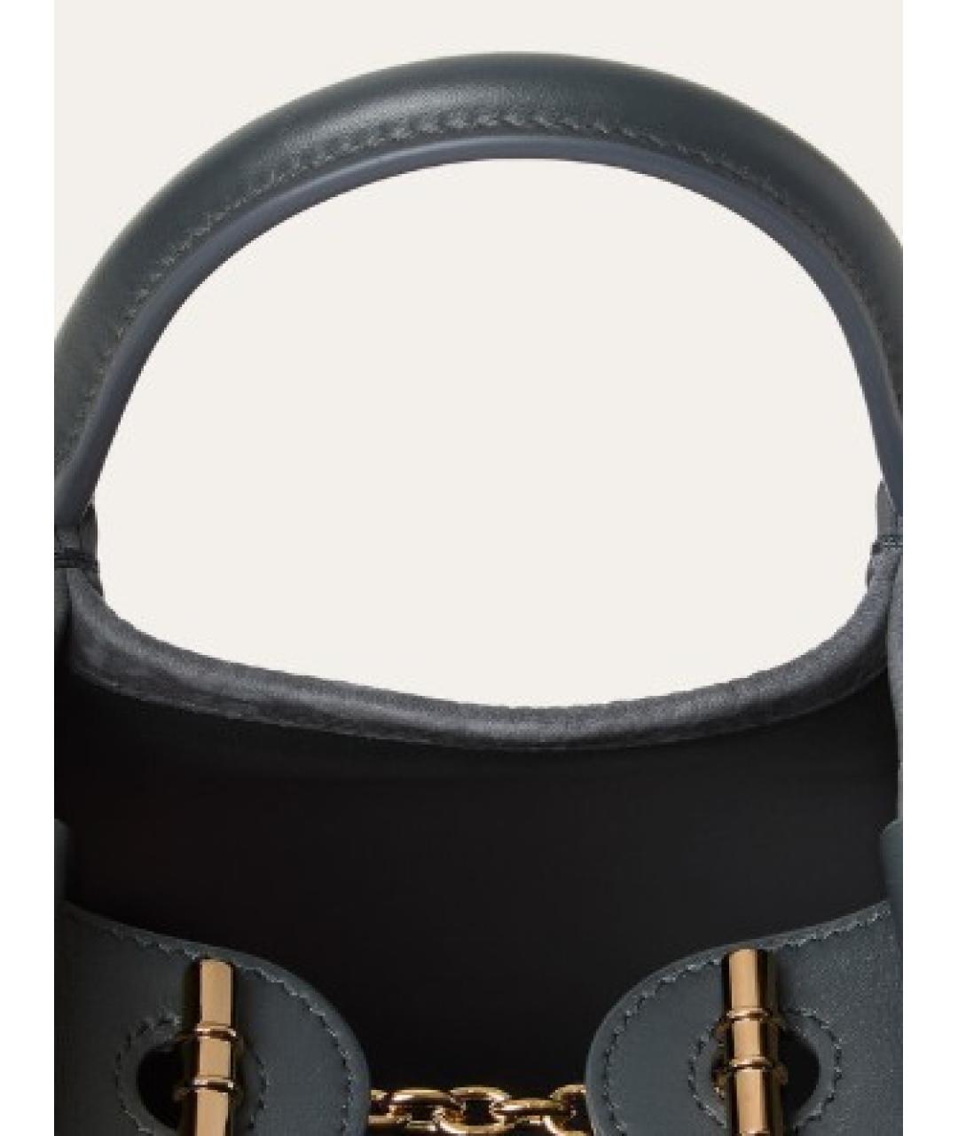 LORO PIANA Серая кожаная сумка тоут, фото 3