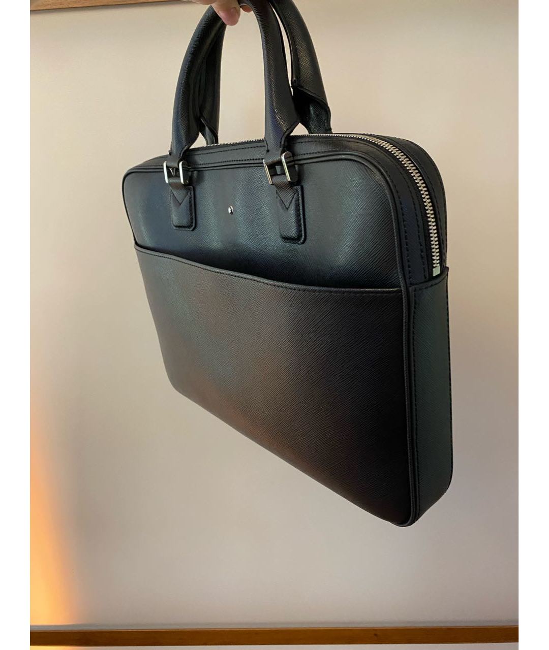 MONTBLANC Черный кожаный портфель, фото 6