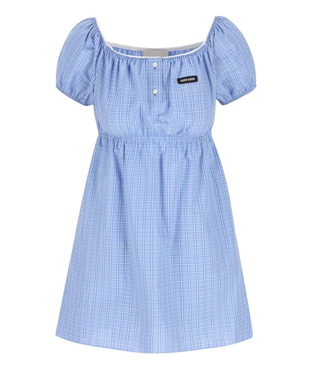 MIU MIU Голубое хлопковое повседневное платье, фото 1