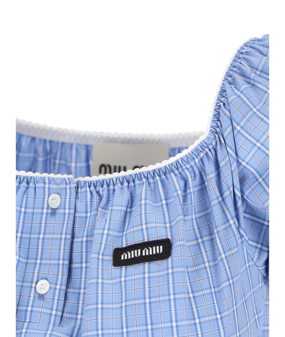 MIU MIU Голубое хлопковое повседневное платье, фото 2