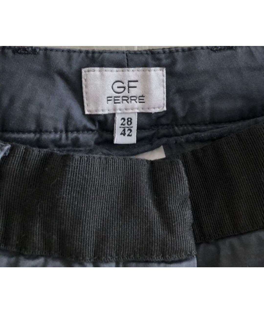 GIANFRANCO FERRE Черные хлопко-эластановые прямые брюки, фото 2