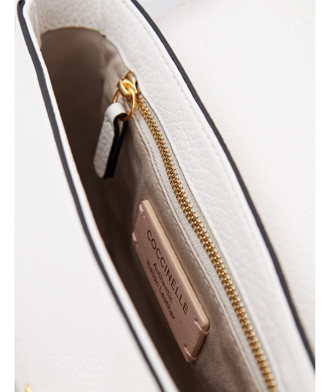 COCCINELLE Белая кожаная сумка через плечо, фото 4