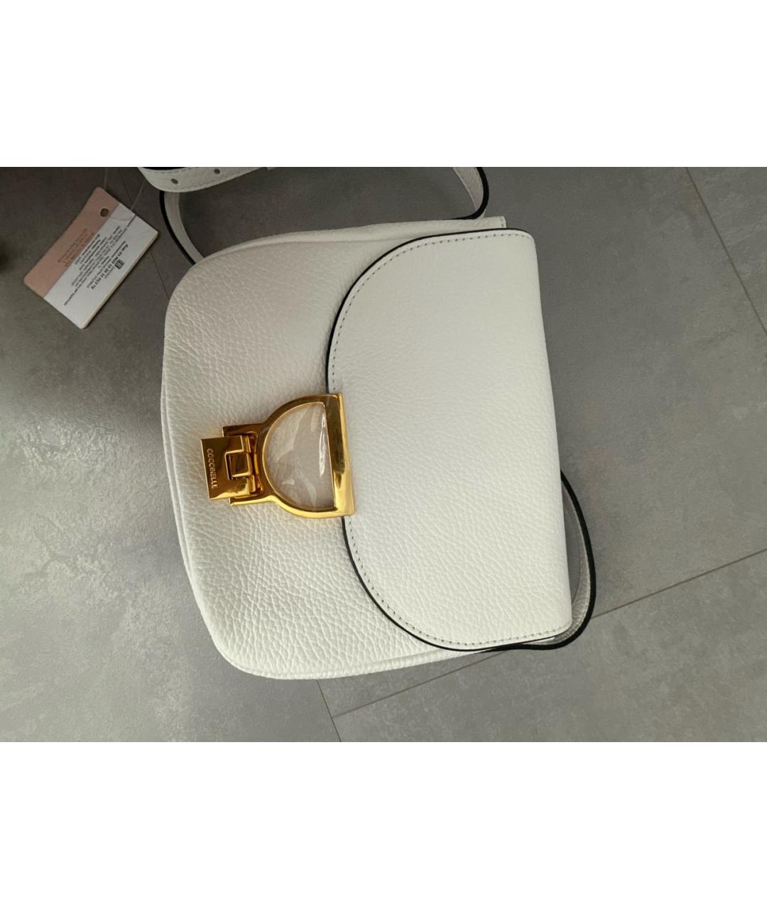 COCCINELLE Белая кожаная сумка через плечо, фото 6