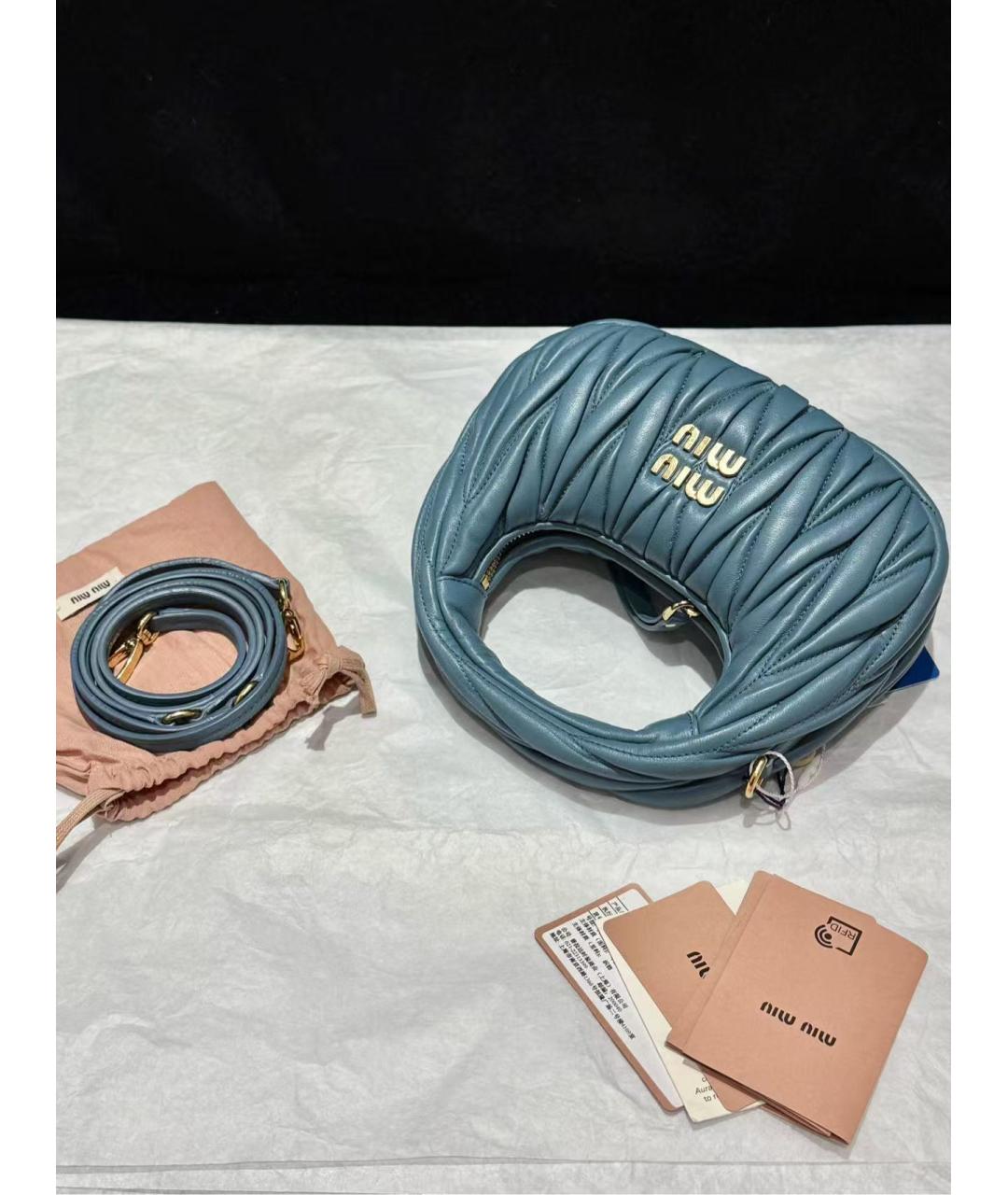 MIU MIU Голубая кожаная сумка через плечо, фото 2