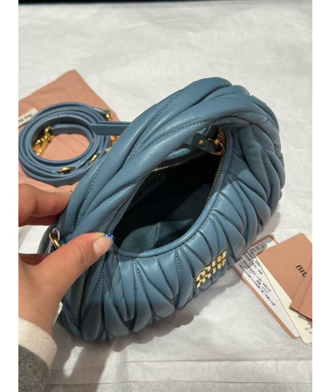 MIU MIU Голубая кожаная сумка через плечо, фото 5