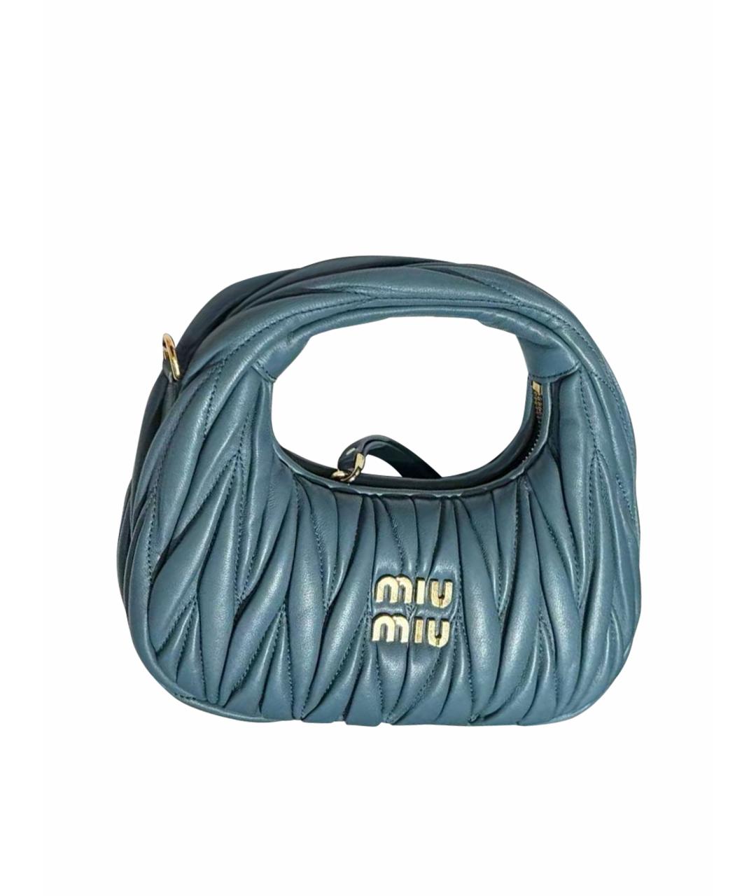 MIU MIU Голубая кожаная сумка через плечо, фото 1