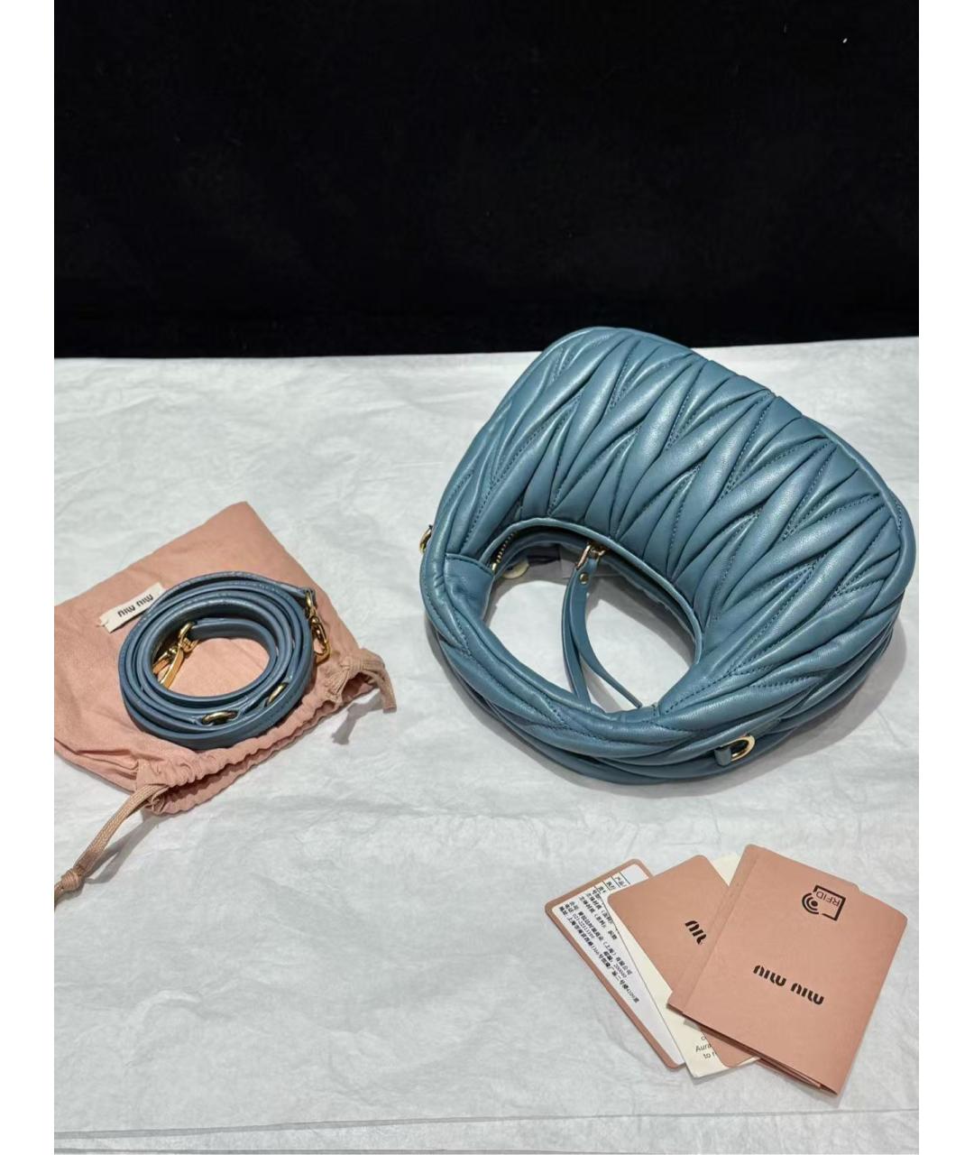 MIU MIU Голубая кожаная сумка через плечо, фото 3