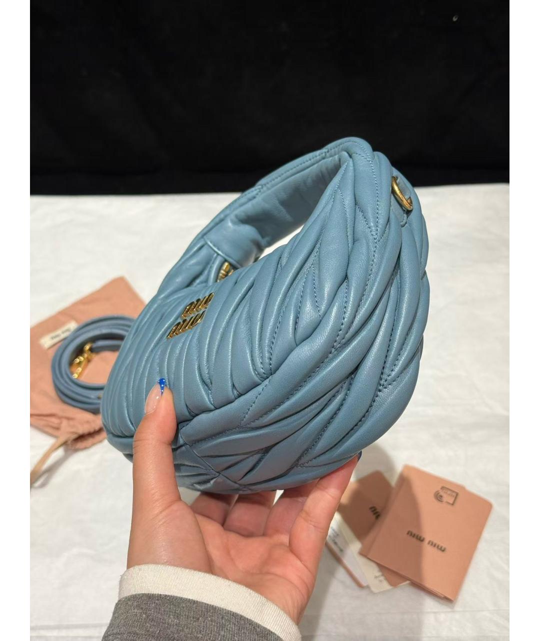 MIU MIU Голубая кожаная сумка через плечо, фото 4