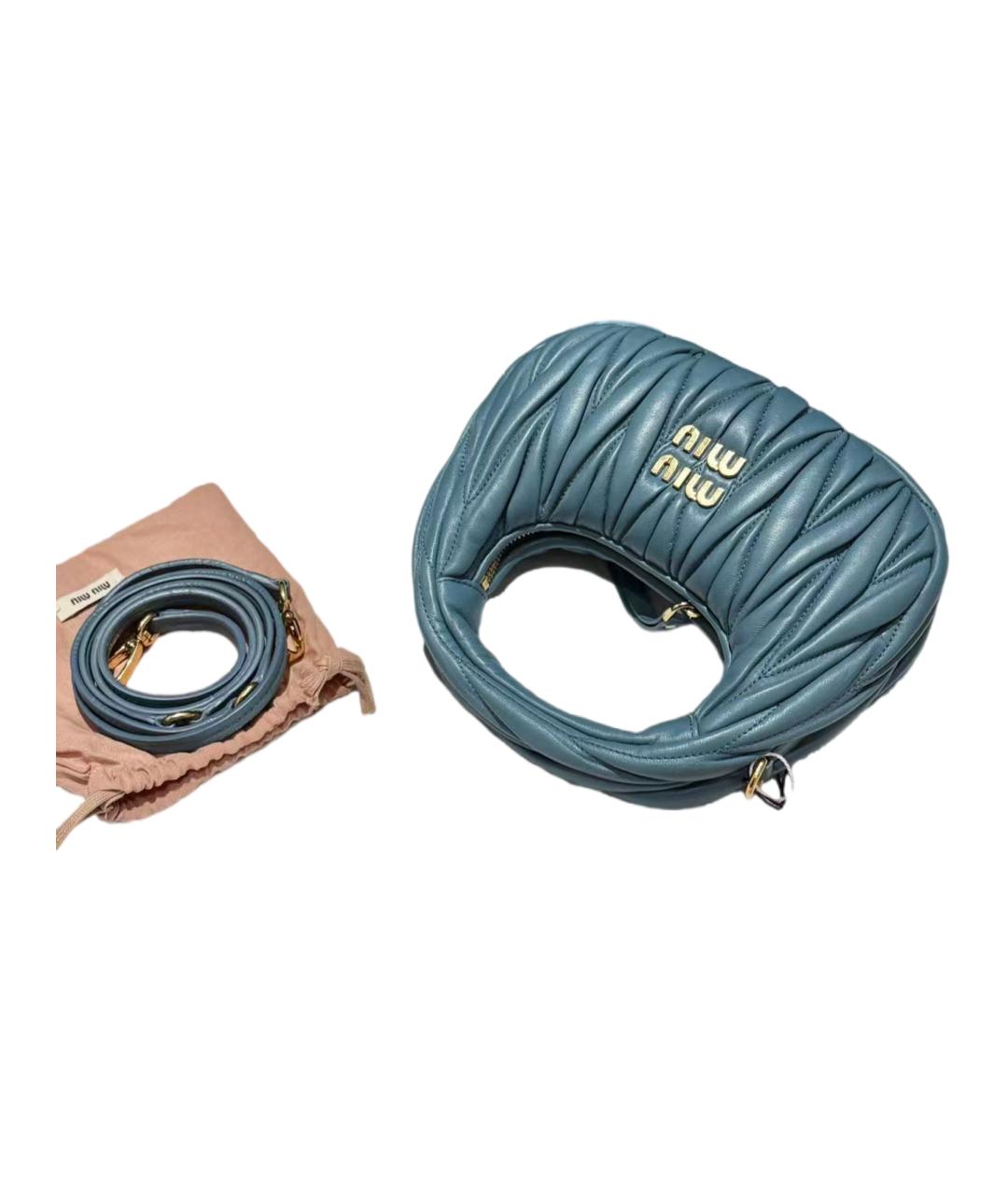 MIU MIU Голубая кожаная сумка через плечо, фото 6