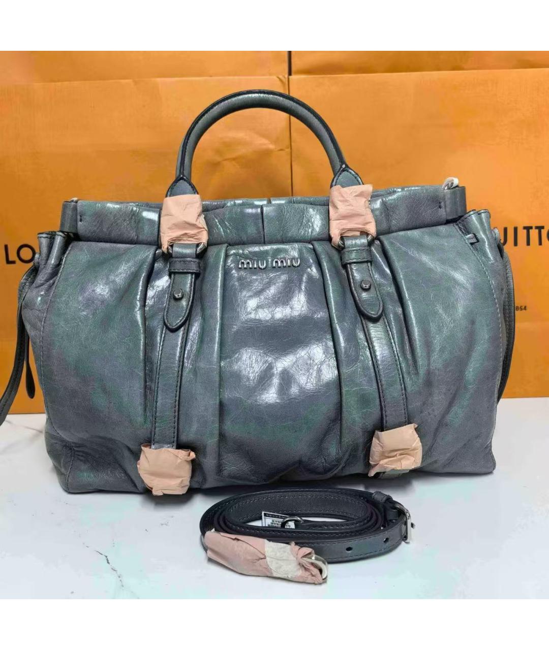 MIU MIU Голубая кожаная сумка через плечо, фото 2