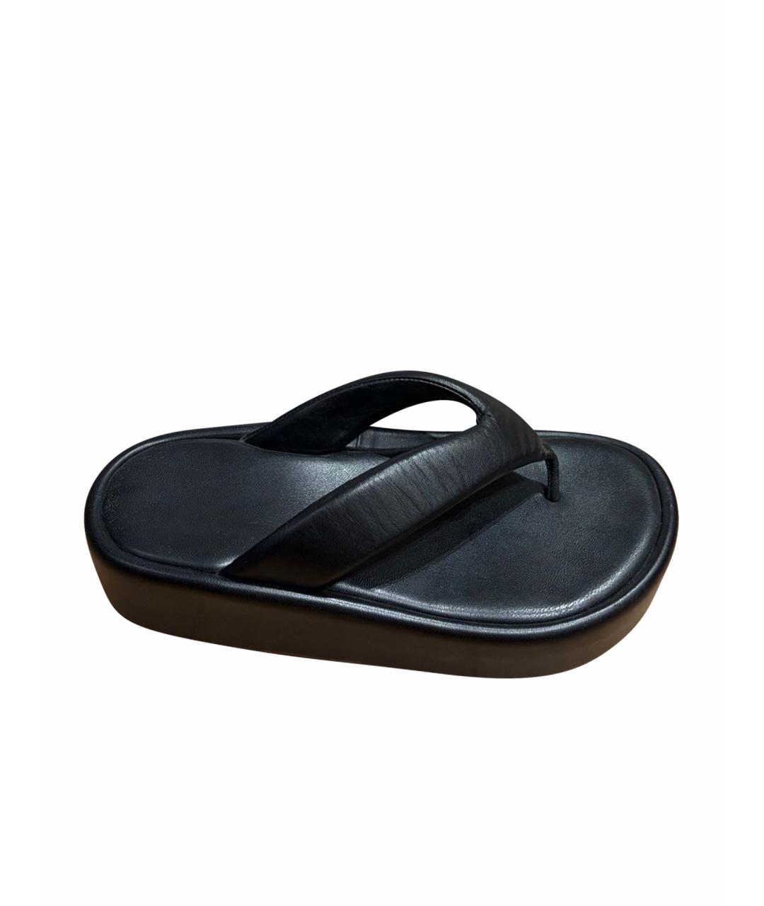 BALENCIAGA Черные кожаные шлепанцы, фото 1