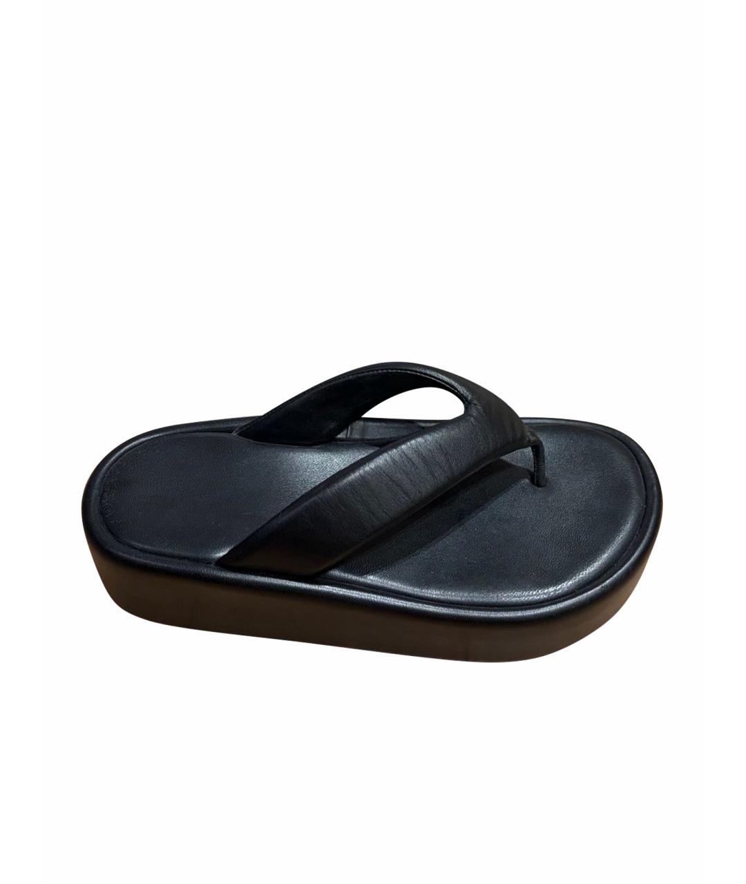 BALENCIAGA Черные кожаные шлепанцы, фото 7