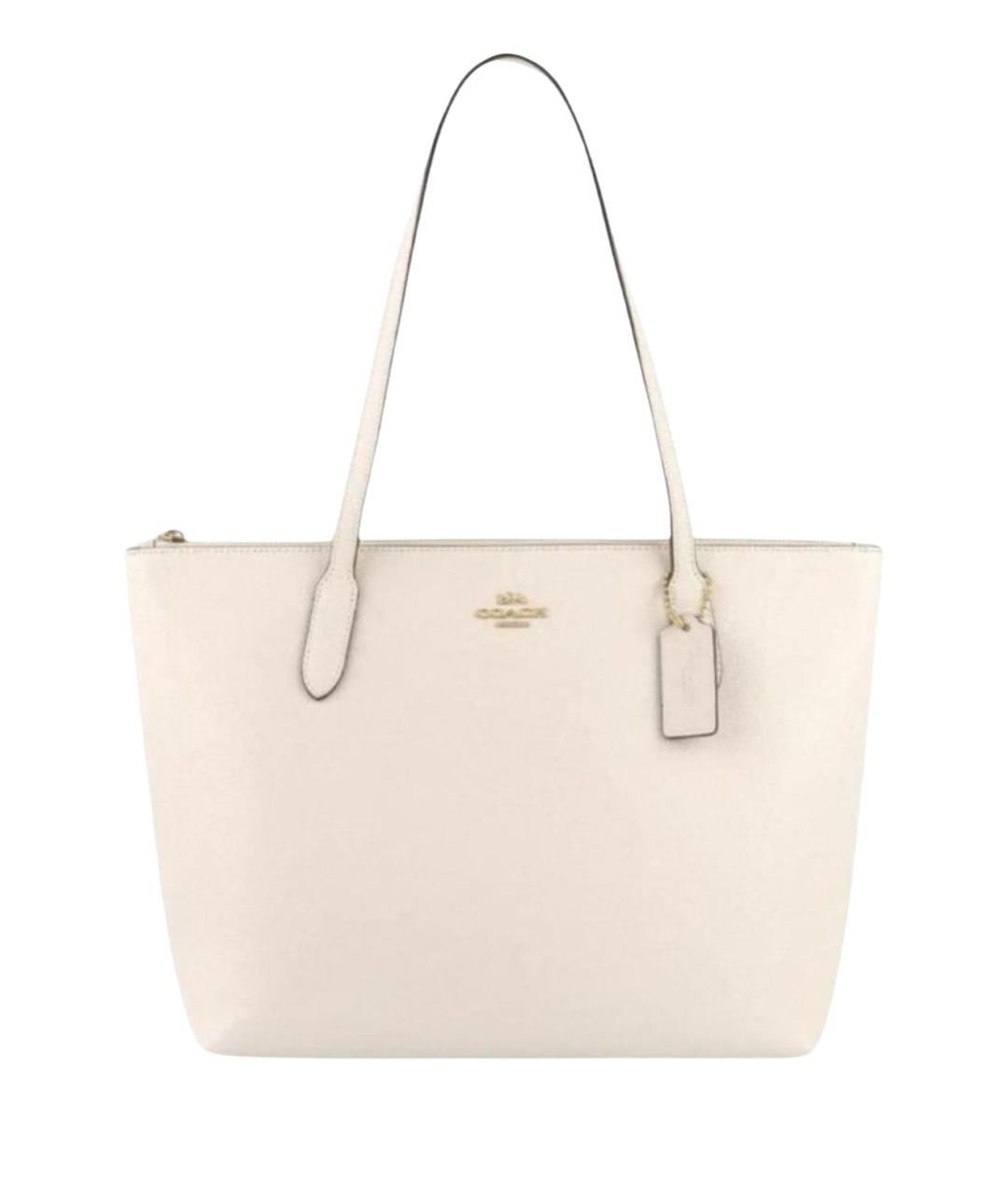 COACH Белая кожаная сумка с короткими ручками, фото 1