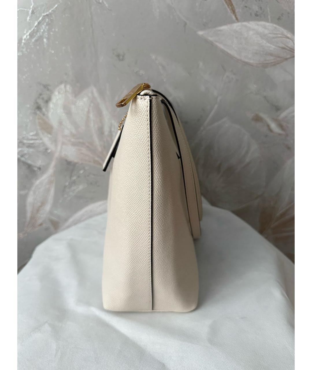 COACH Белая кожаная сумка с короткими ручками, фото 4