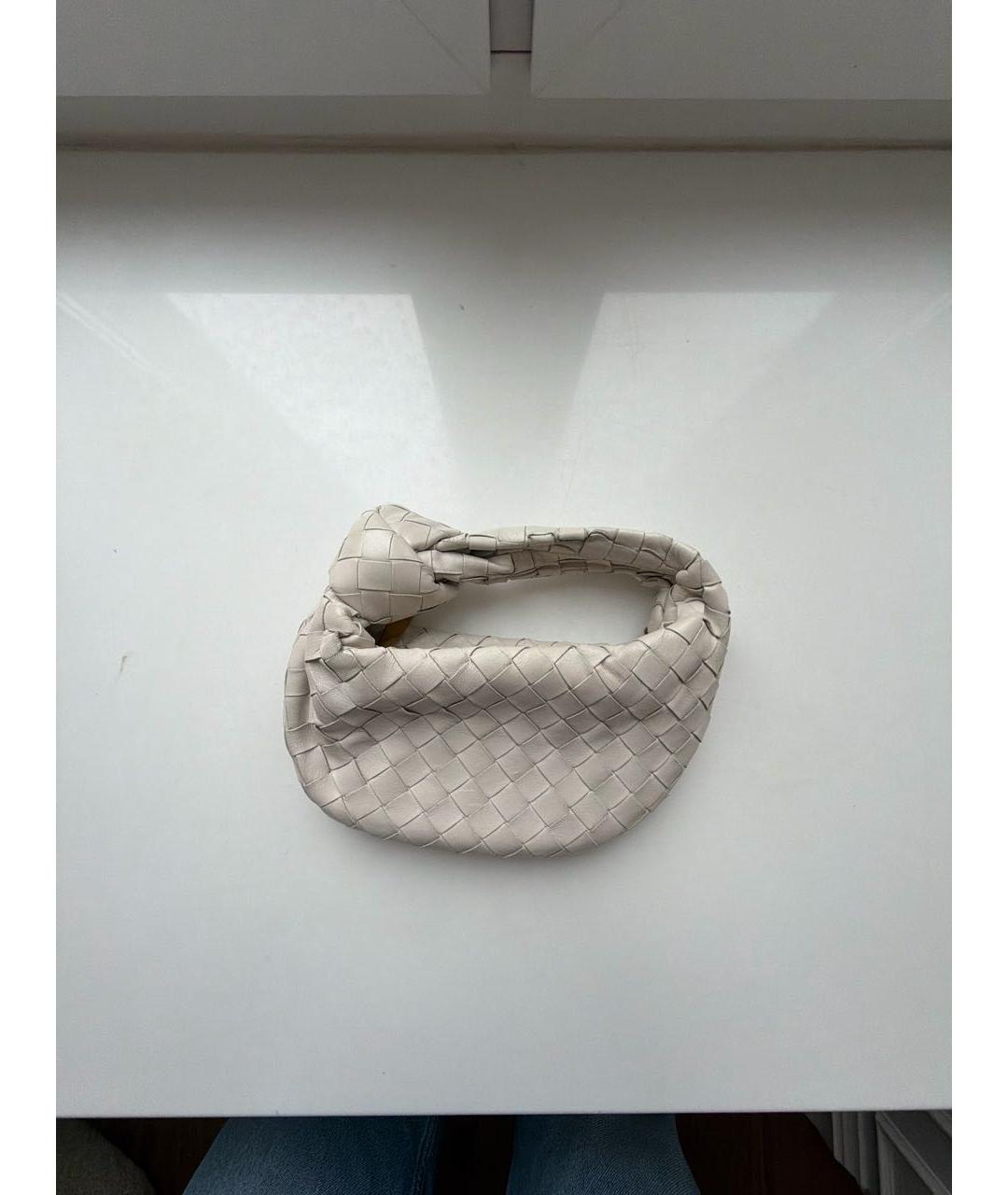 BOTTEGA VENETA Белая кожаная сумка с короткими ручками, фото 5