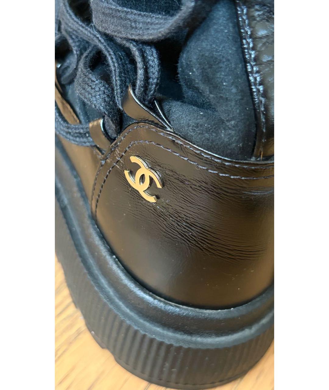 CHANEL Черные полусапоги из лакированной кожи, фото 5