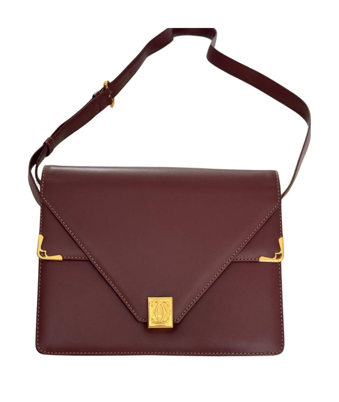 CARTIER Бордовая кожаная сумка через плечо, фото 1