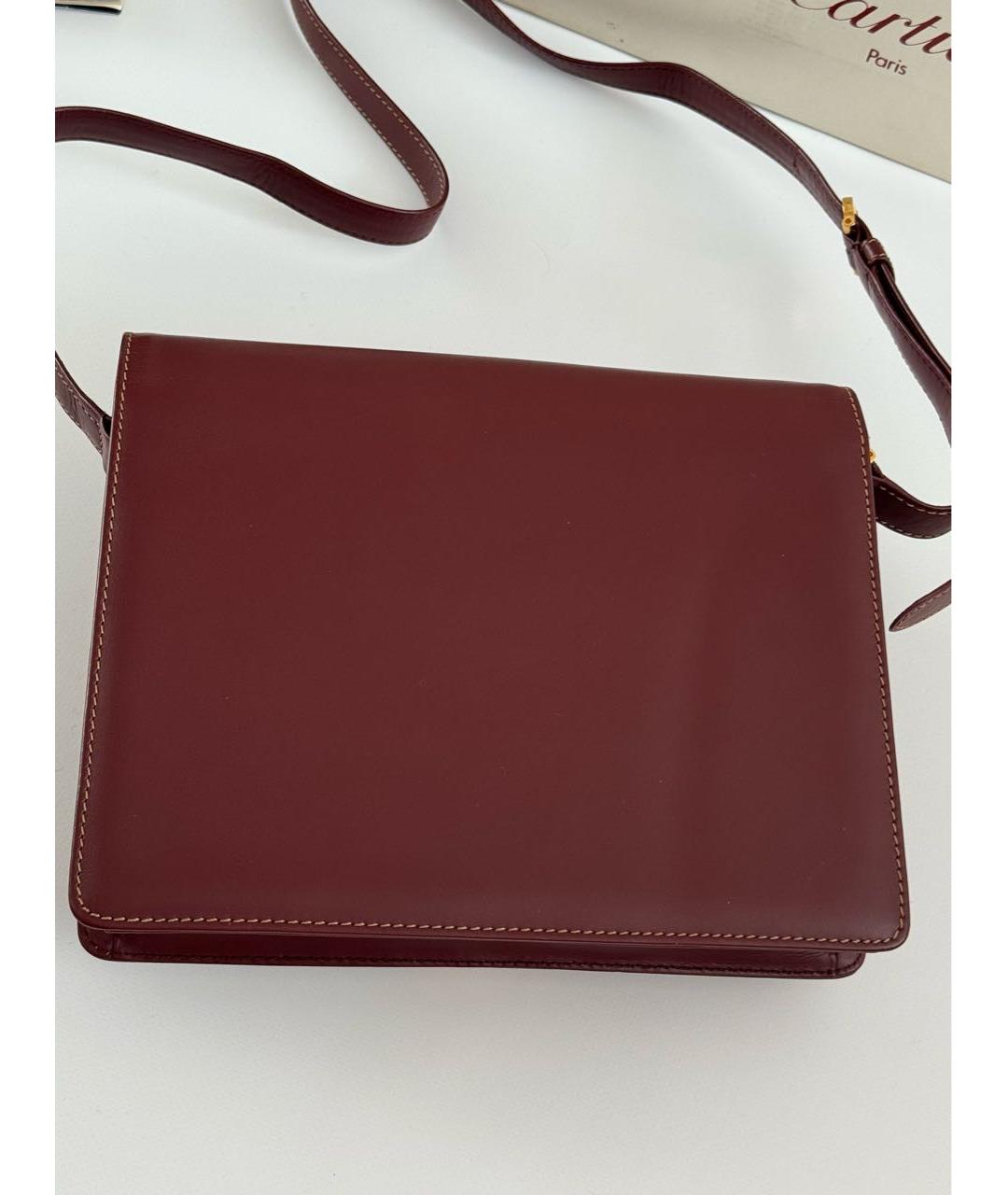 CARTIER Бордовая кожаная сумка через плечо, фото 6
