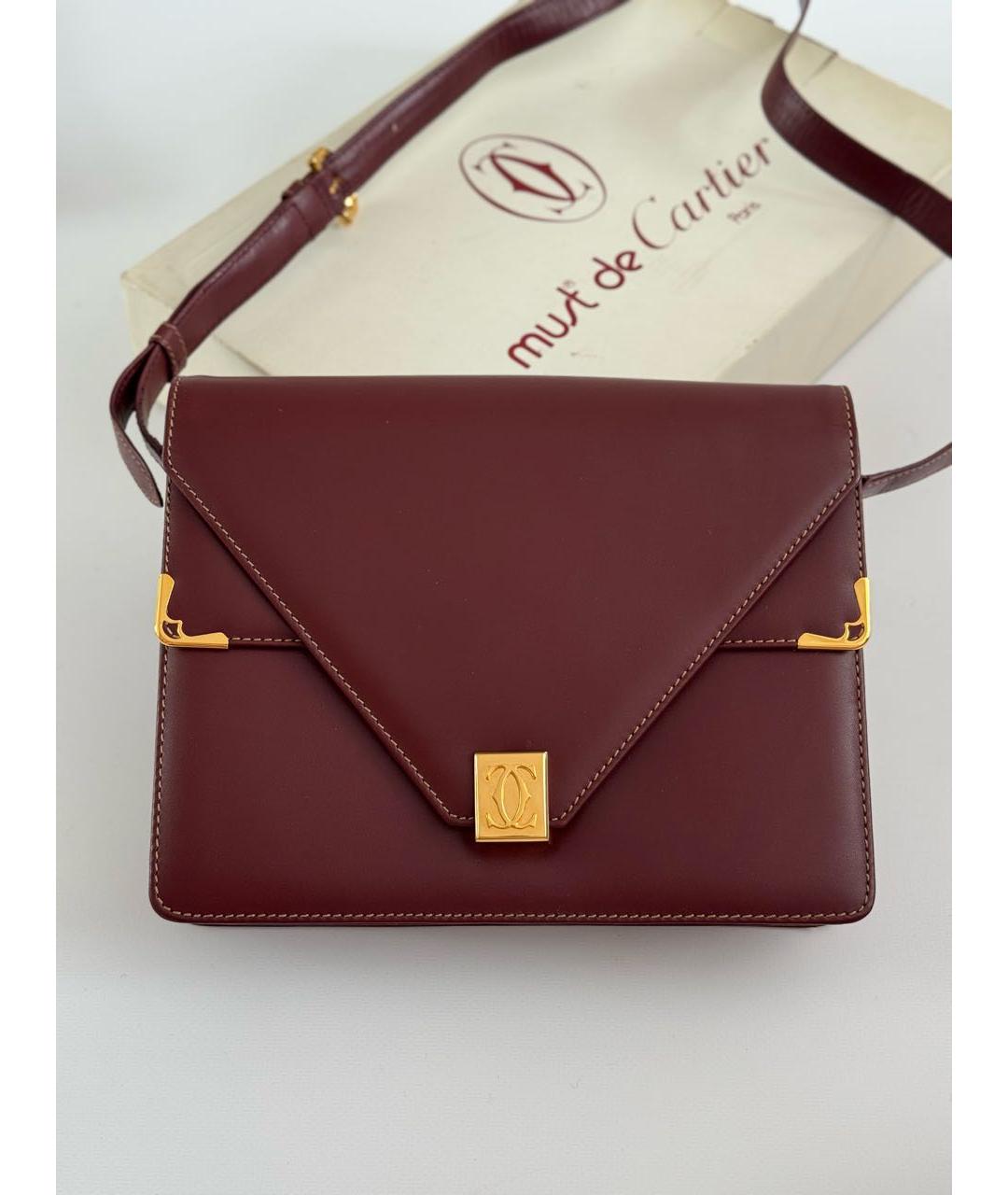 CARTIER Бордовая кожаная сумка через плечо, фото 2