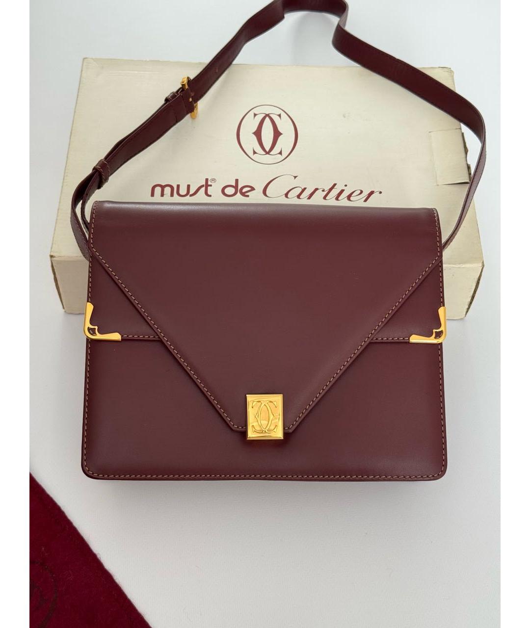 CARTIER Бордовая кожаная сумка через плечо, фото 9