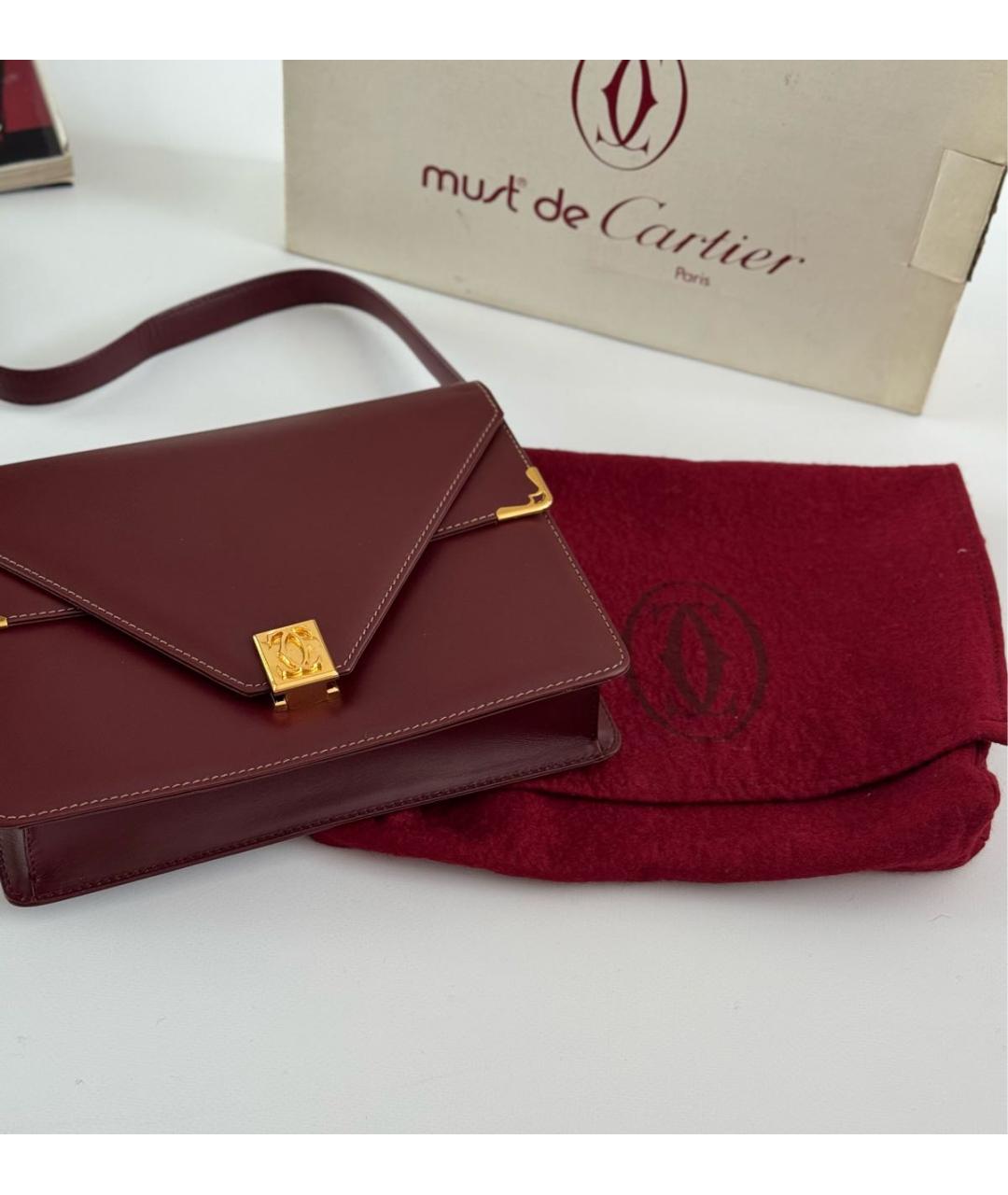 CARTIER Бордовая кожаная сумка через плечо, фото 3