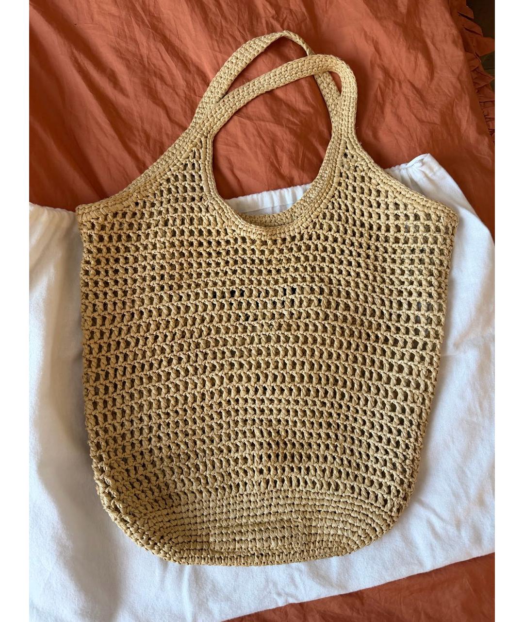 PRADA Бежевая пелетеная пляжная сумка, фото 2