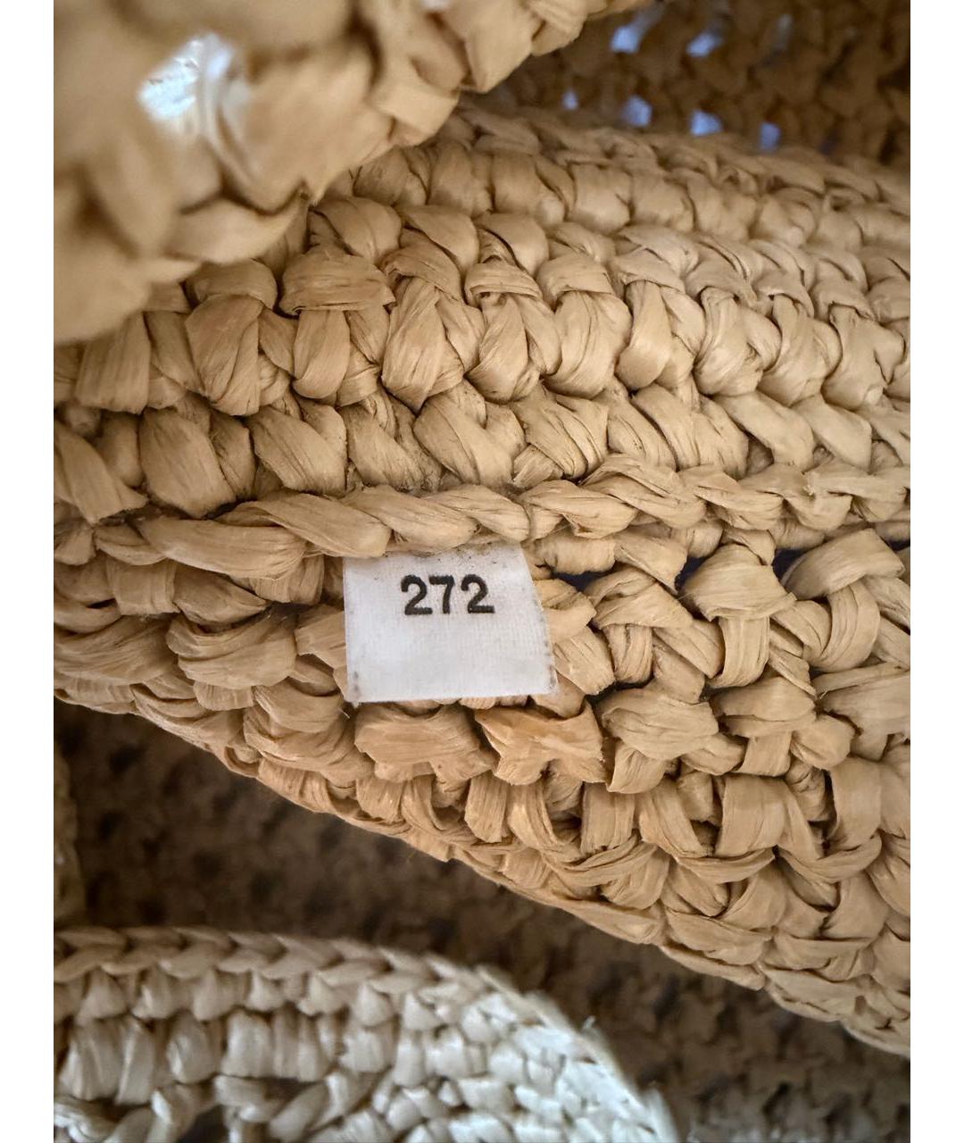 PRADA Бежевая пелетеная пляжная сумка, фото 4