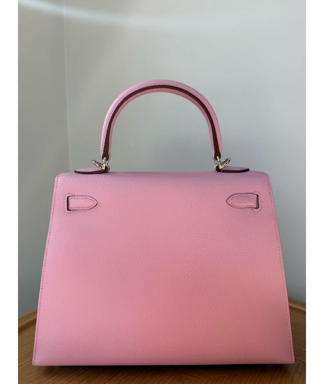 HERMES Розовая кожаная сумка с короткими ручками, фото 2