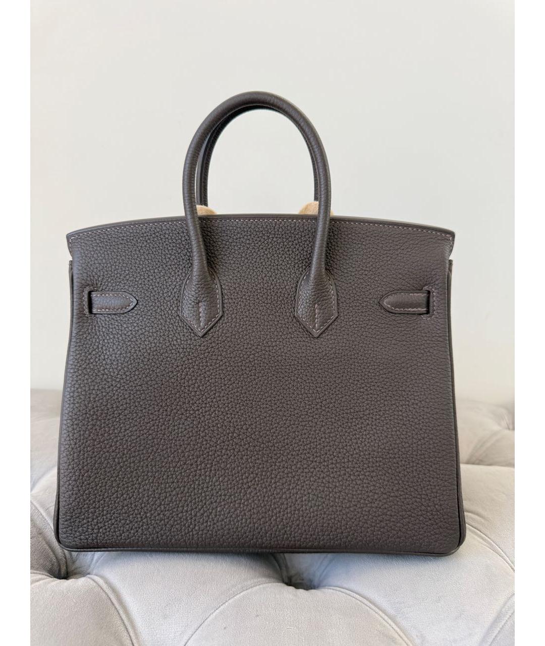 HERMES Коричневая кожаная сумка с короткими ручками, фото 2