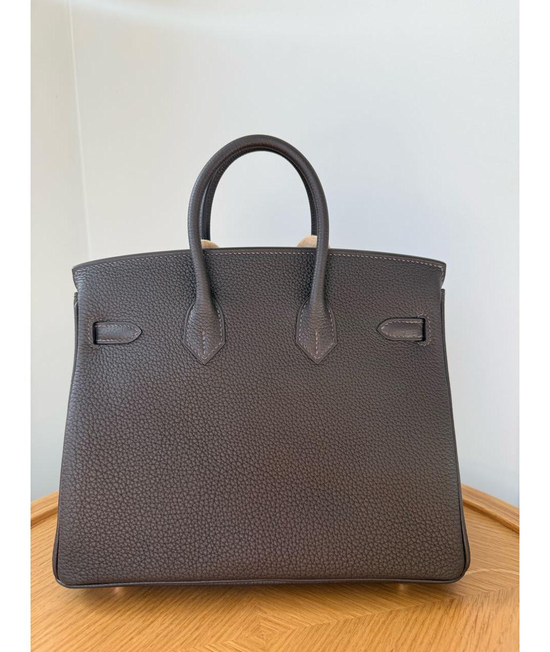 HERMES Коричневая кожаная сумка с короткими ручками, фото 2