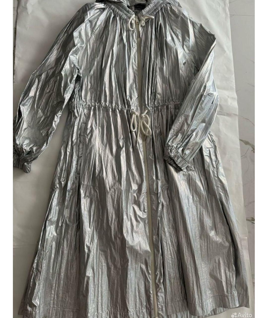 MONCLER Серебрянный синтетический тренч/плащ, фото 4