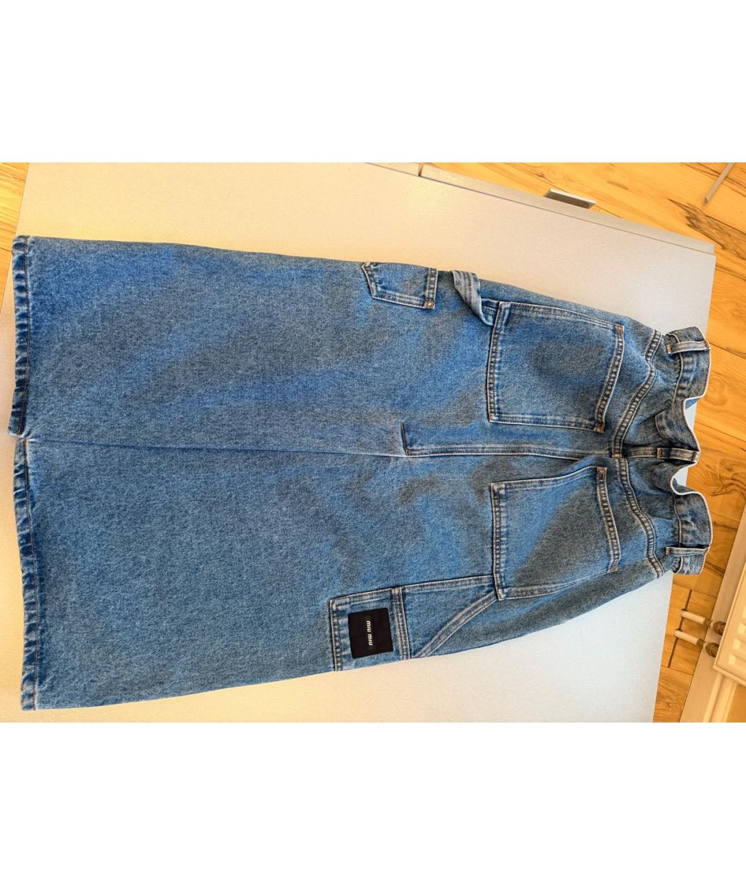 MIU MIU Синяя деним юбка миди, фото 2