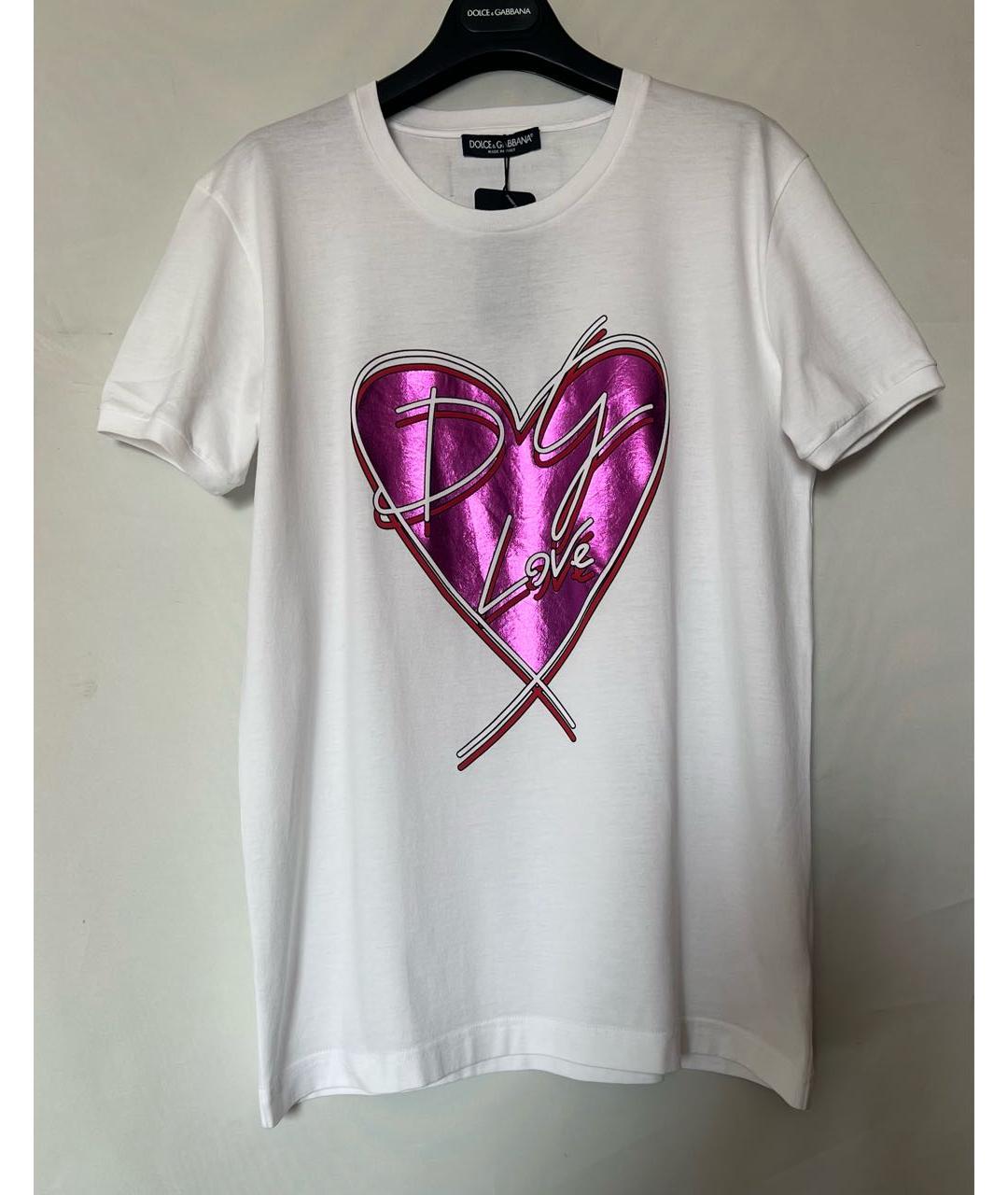 DOLCE&GABBANA Белая хлопко-эластановая футболка, фото 2