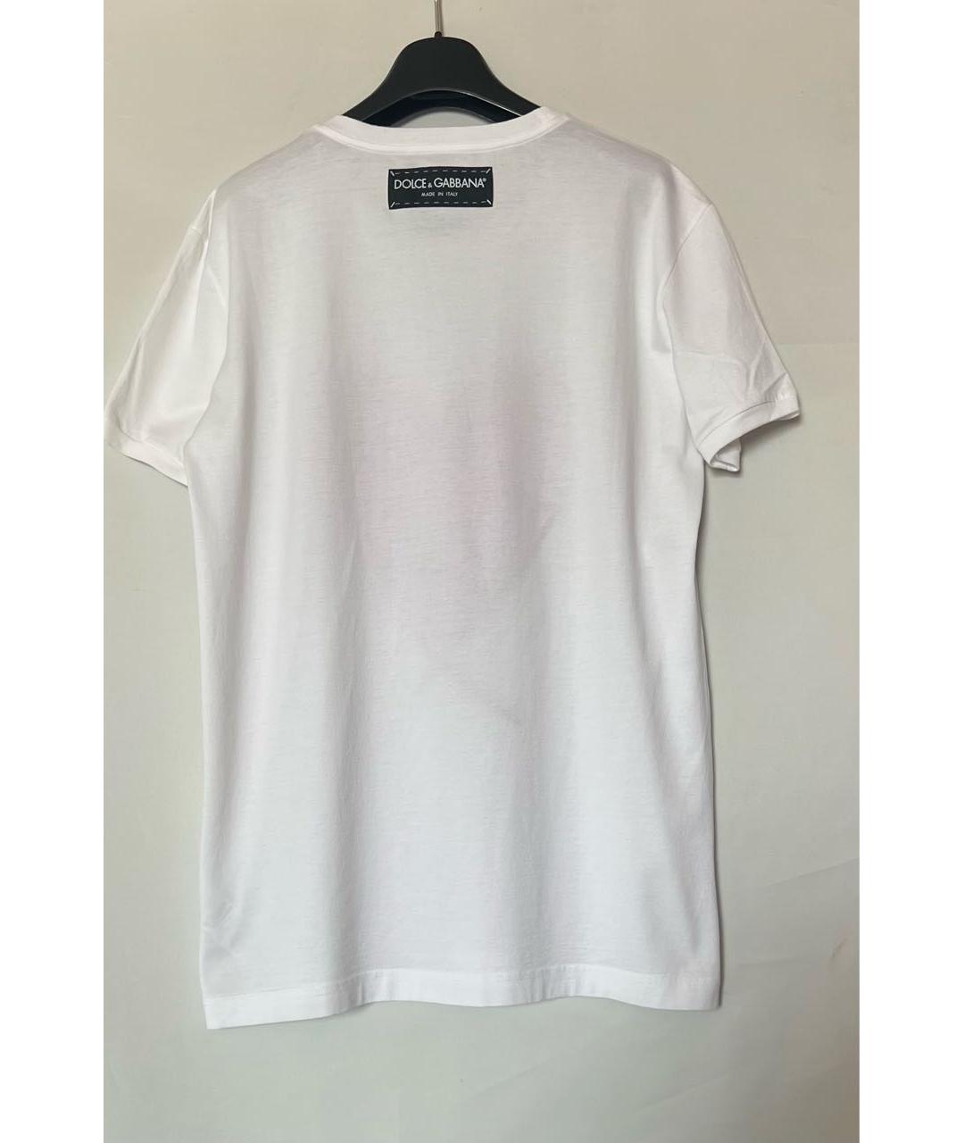 DOLCE&GABBANA Белая хлопко-эластановая футболка, фото 3
