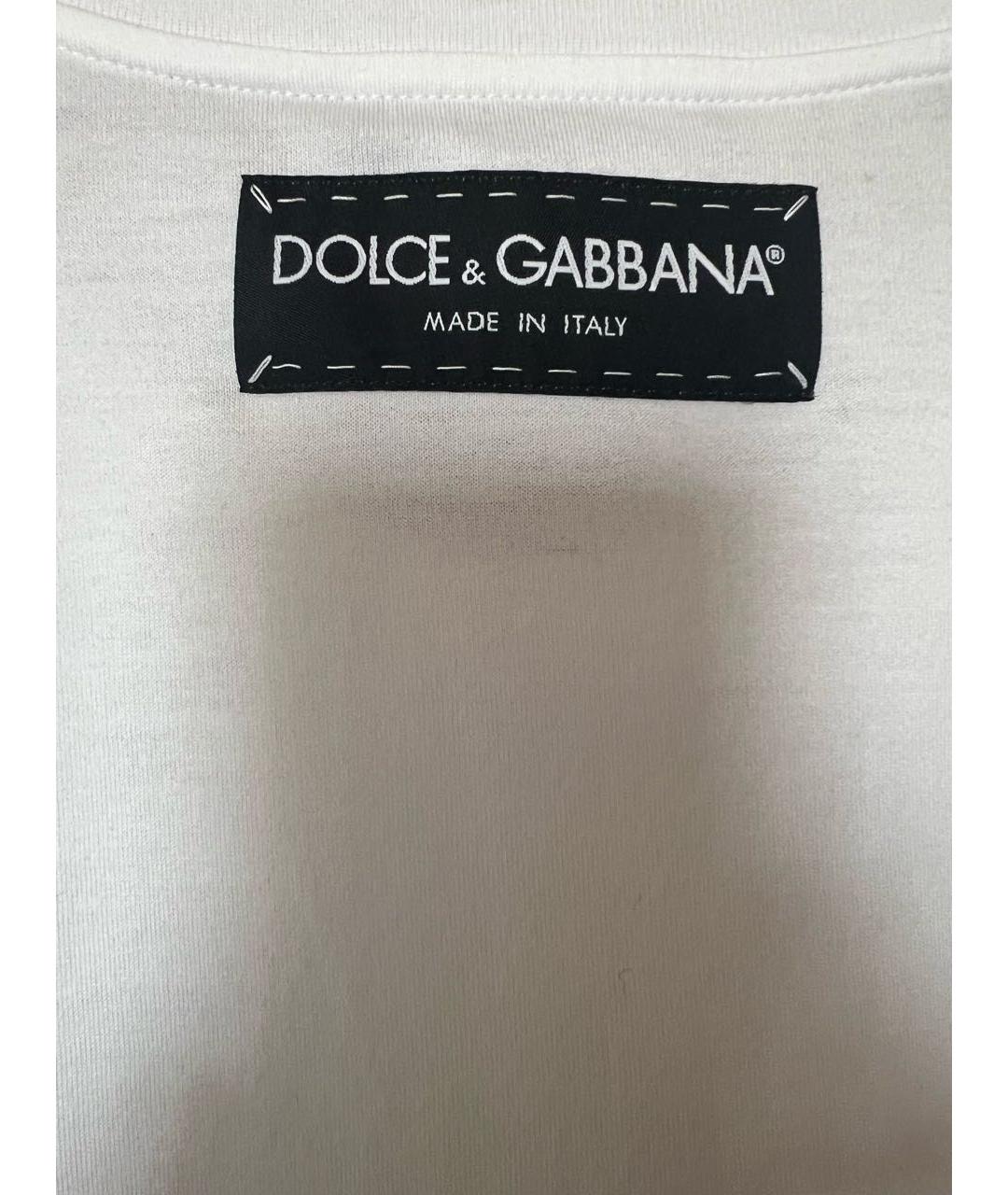 DOLCE&GABBANA Белая хлопко-эластановая футболка, фото 4