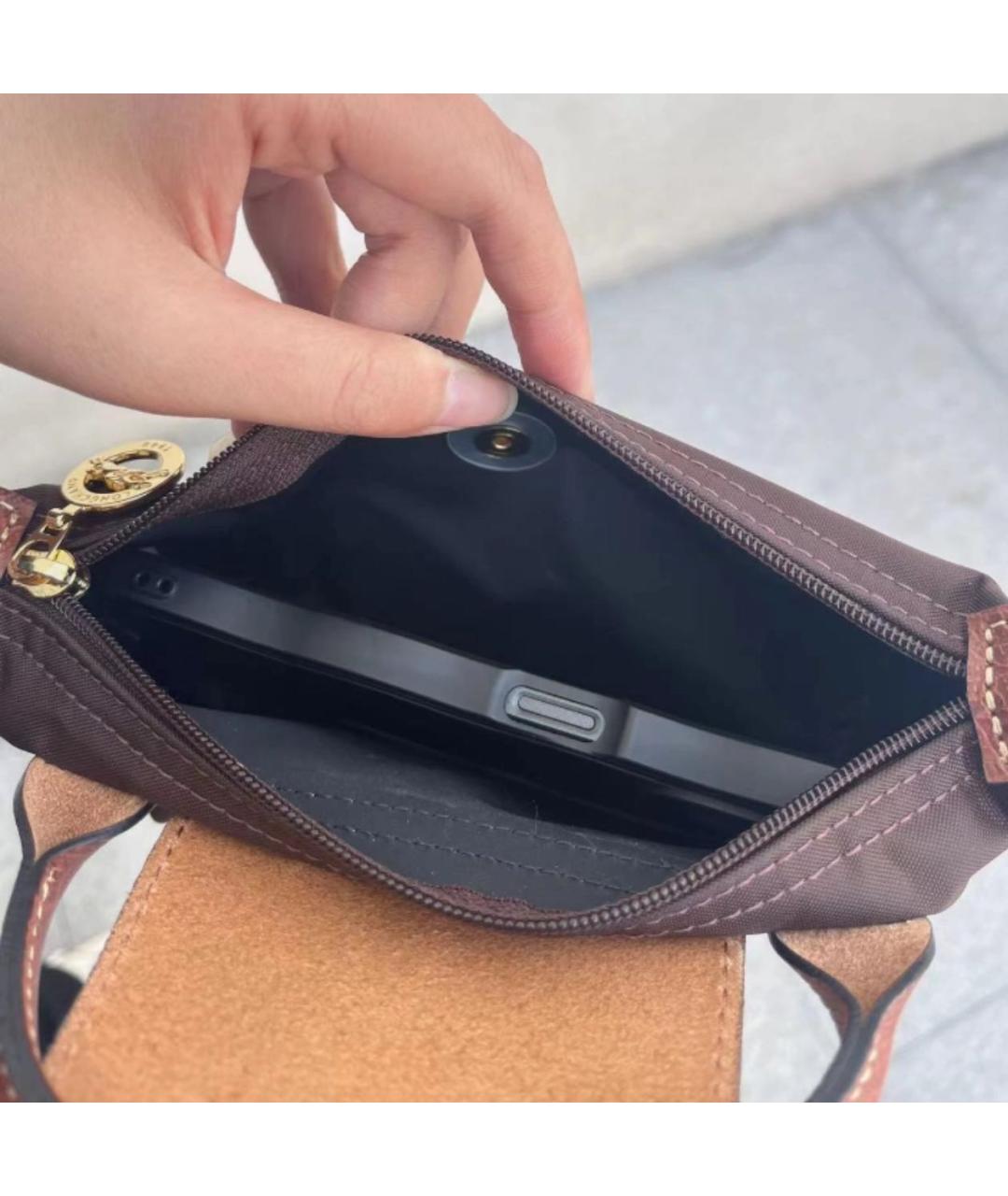 LONGCHAMP Коричневая сумка с короткими ручками, фото 8