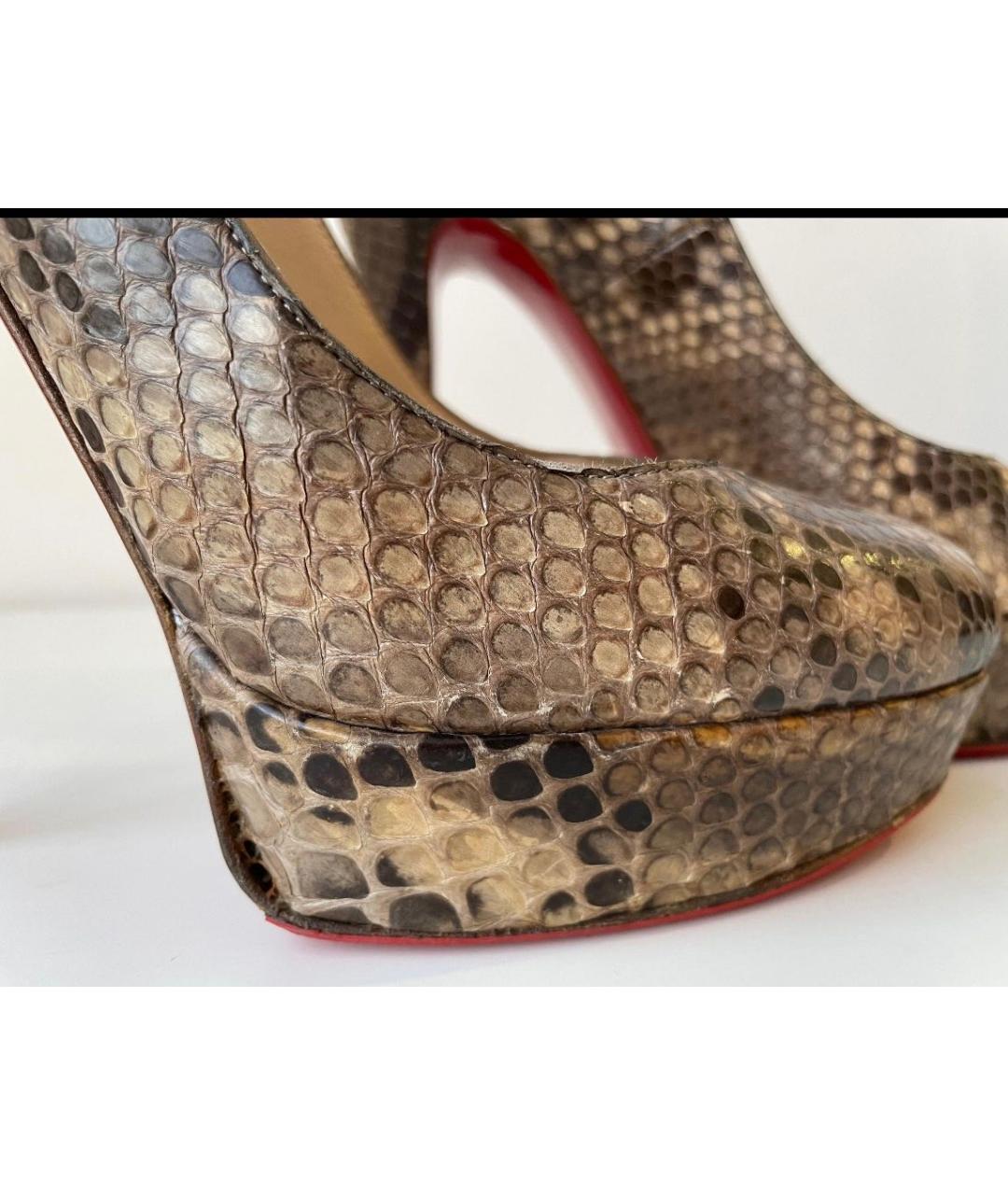 CHRISTIAN LOUBOUTIN Бежевые туфли из экзотической кожи, фото 5